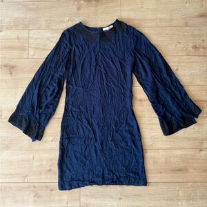 Cleobella Navy Embroidered Mini Dress Womens Open Sleeve Boho Festival